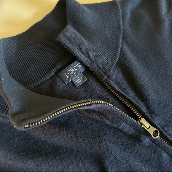 J.Crew Mens Navy Blue 100% Cotton Half Zip Sweater Size Large-B35 - Picture 6 of 10